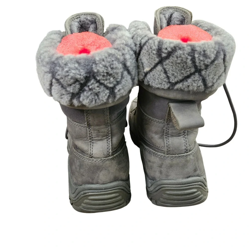 UGG Adirondack II Lux quilt Waterproof Winter Boots Charcoal Grey Leather  W10